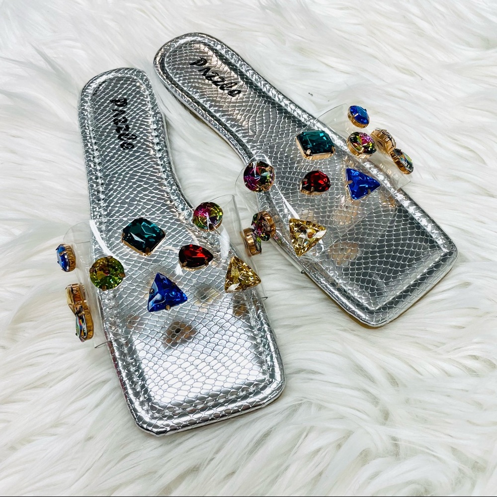 Silver clear gem sandal - Picture 3 of 6